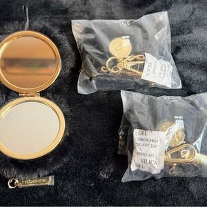 Paco Rabanne black and Gold Keychain mirror set